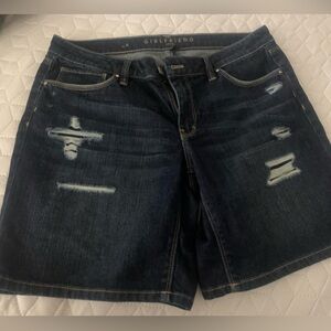 Size 8 Women's White House Black Market Dark Denim Distressed Shorts